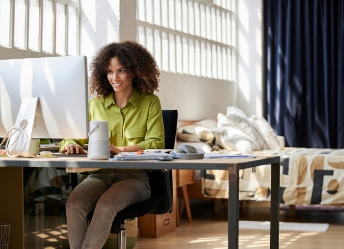 woman working from home office