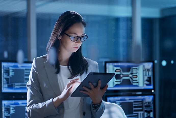 Woman looking at tablet