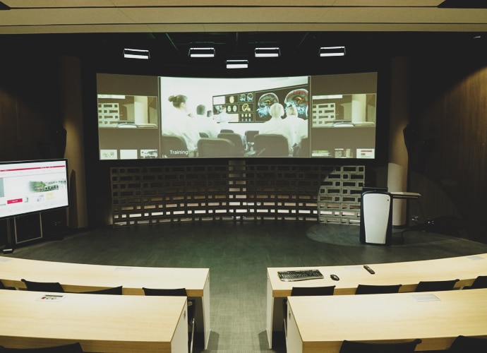 Huge screen used to display content to students at Cyber University Korea