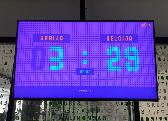 BRAVIA display showing time in Hemofarm office