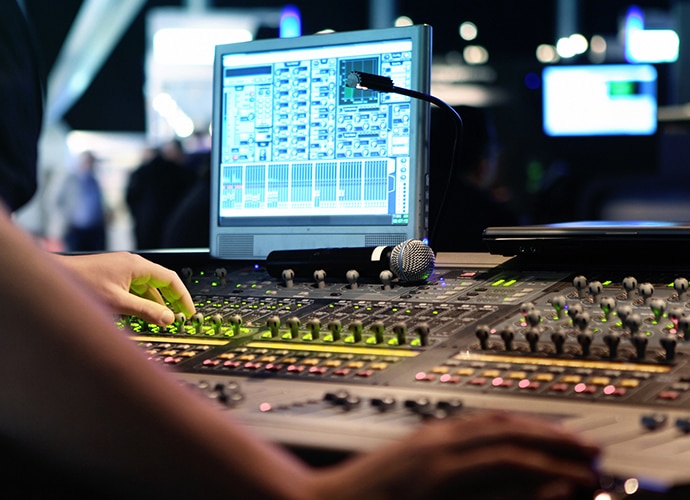 News production room during live TV show