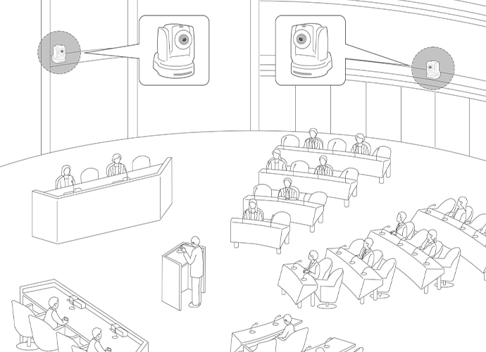 Illustration of government debate and camera in position