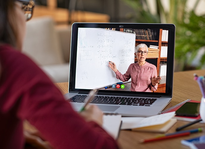 Student studying from home with her laptop