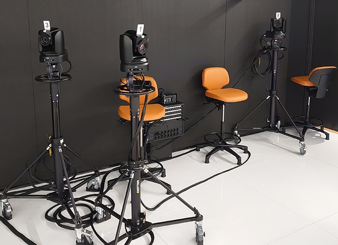 3 PTZ cameras in a production studio