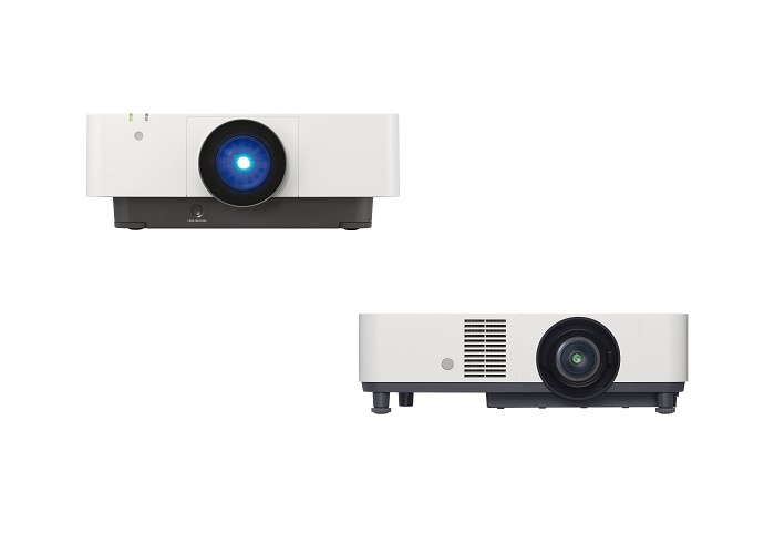 Two side by side images of Sony laser projectors