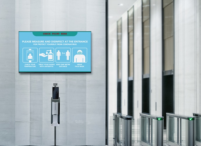 Sony screen showing a wayfinding point in an airport