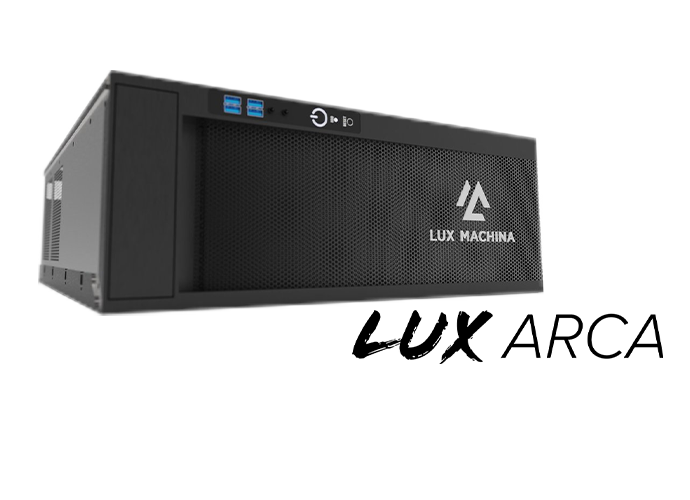 LUX MACHINA ARCA Media Server with LUX ARCA logo