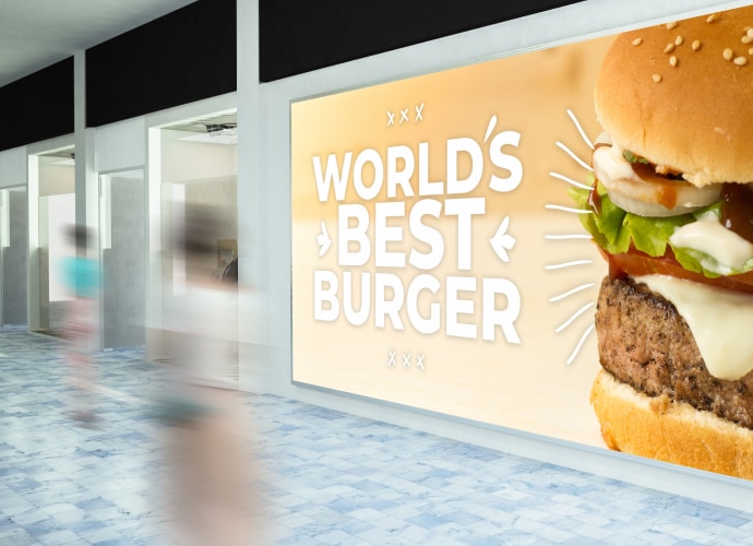 World’s best burger ad on LED wall in shopping mall