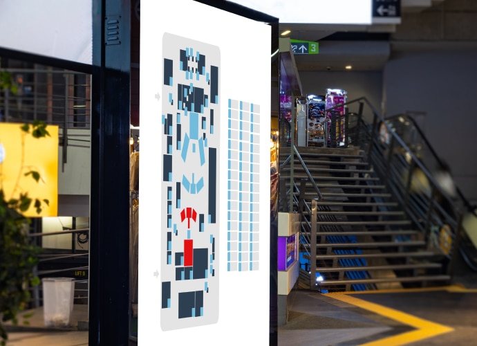 Display in a shopping center with floormap