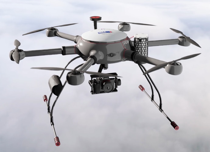 Commercial drone with Sony camera as a drone payload.