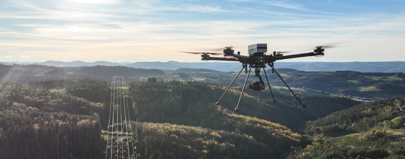 Surveillance drone in action using Sony camera to collect visual data.