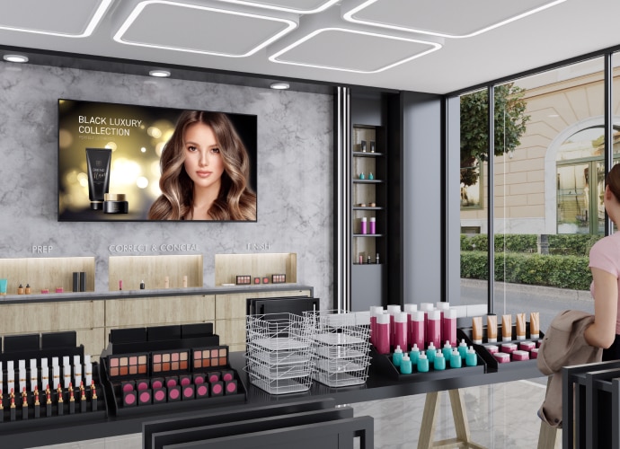 BZ40L display advertising products in high end beauty shop