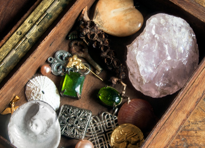 A box of artifact trinkets.