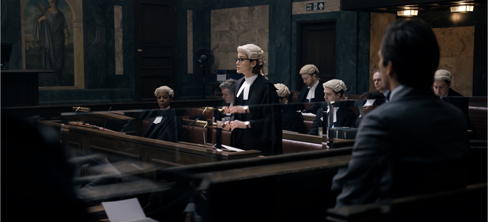 Courtroom scene from Anatomy of a Scandal