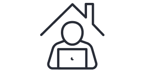 icon of house with a person on laptop