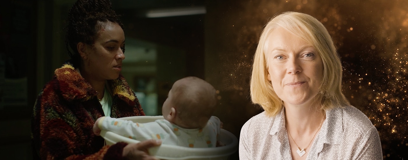 Composite image of Kate Reid BSC with scene from HBO’s The Baby