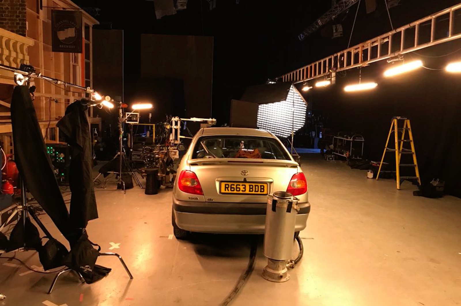 Toyota car in studio being prepared for filming