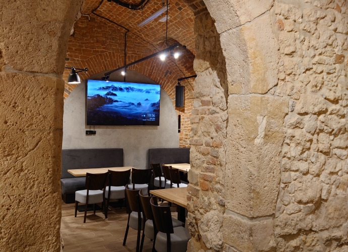 View of a BRAVIA Screen through an archway