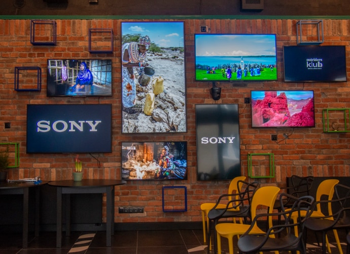 BRAVIA Displays and Sony SRG-A40 PTZ on the wall