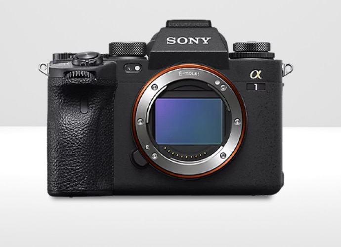 Sony’s ILCE-1 camera on grey background