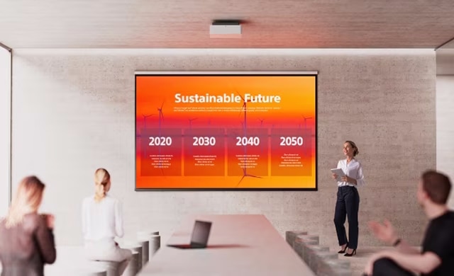 Corporate workplace image with Bravia screen presentation