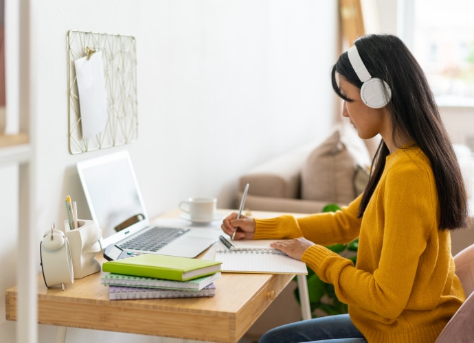 A student learning at home