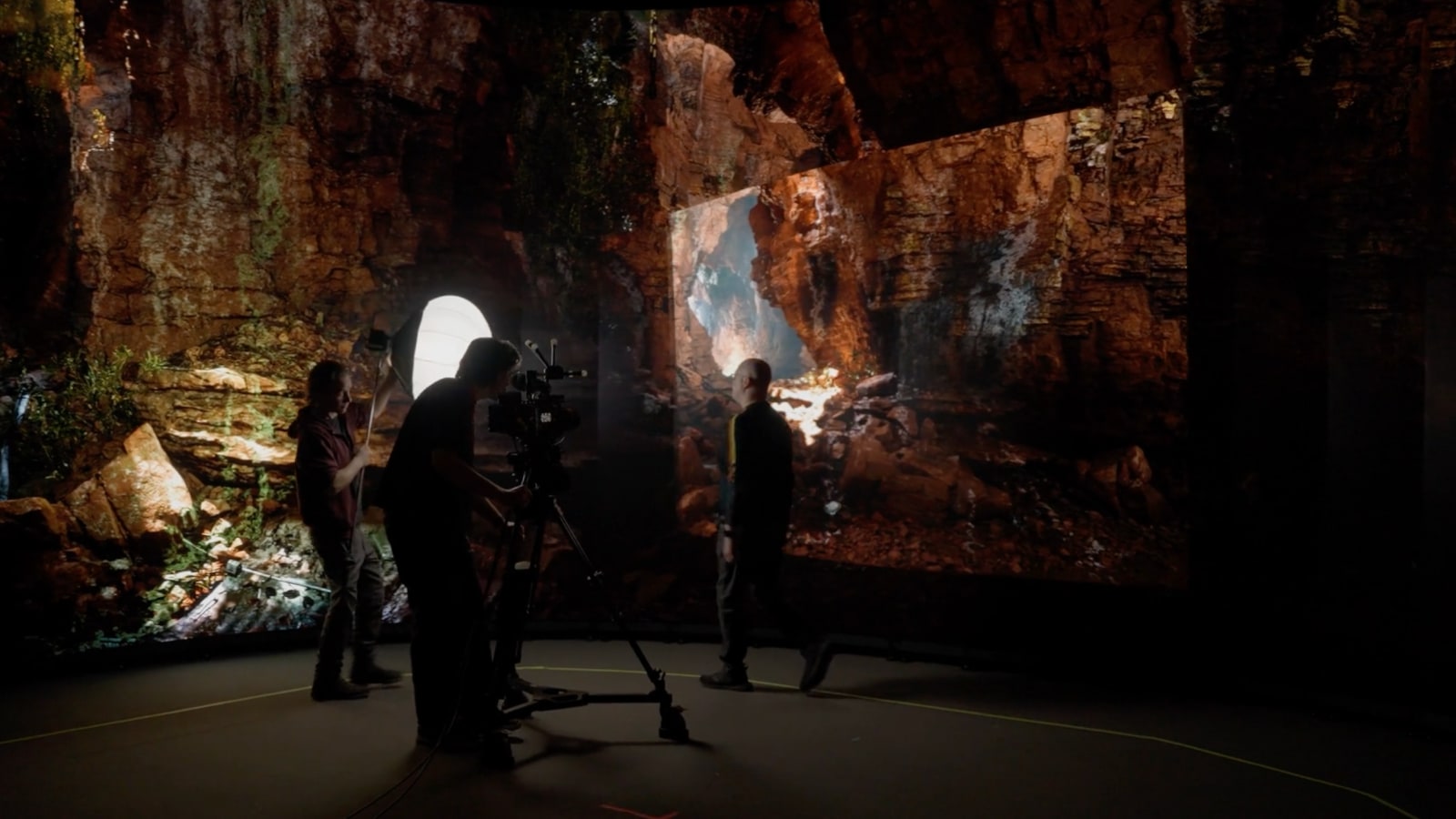 Team from the University of Arts London in front of VERONA virtual production volume.