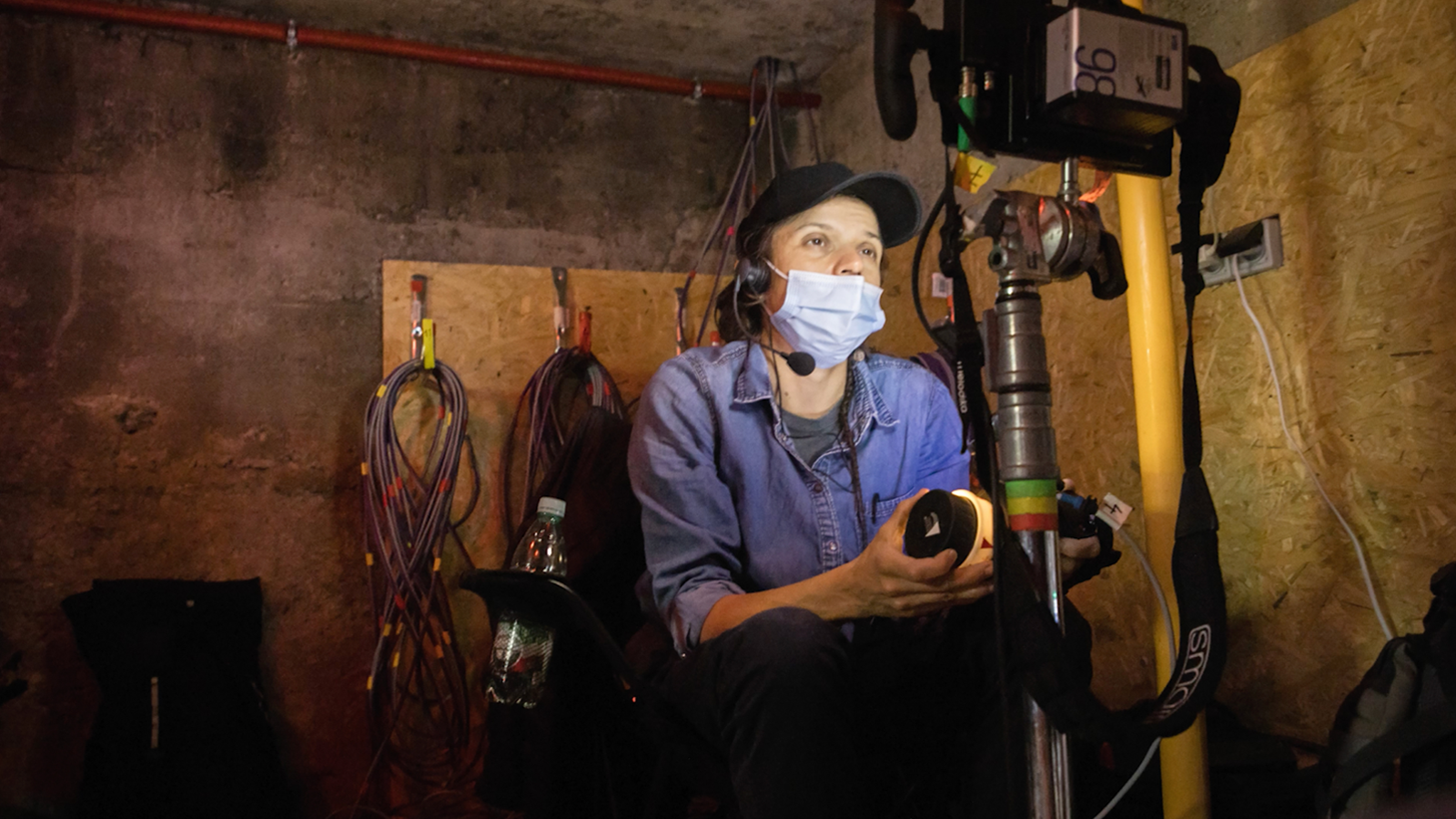 A camera assistant pulling focus on one of the remotely controlled VENICE cameras.