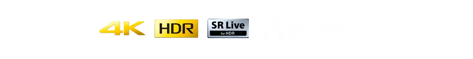 Networked Live logo, 4K logo, HDR Logo, SR Live logo